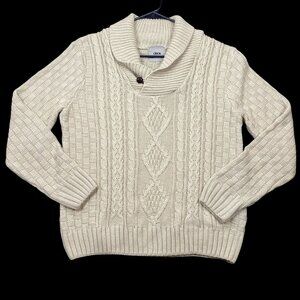 ASOS Womens Cable Knit Sweater Shawl Collar Small Beige Long Sleeve Pullover